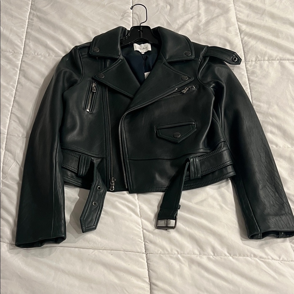 NWT Parker Dark Hunter Green Leather Women's Jacket Size XS